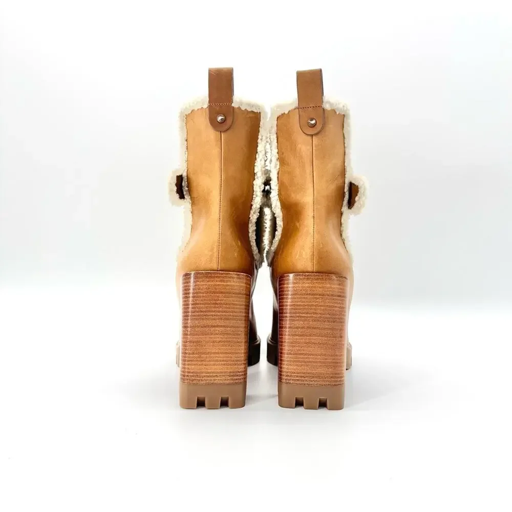 Christian Louboutin Chelsea Lug 100 Shearling High Heel Ankle Boots 41 - Picture 4 of 9